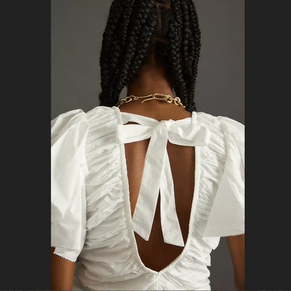 Anthropologie Love The Label Minette Ruffled Mini Dress in White Sz M NWT - Picture 4 of 12